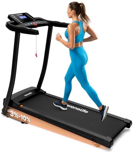 SereneLife Portable Foldable Treadmill with Incline Bluetooth Speakers and Hear…