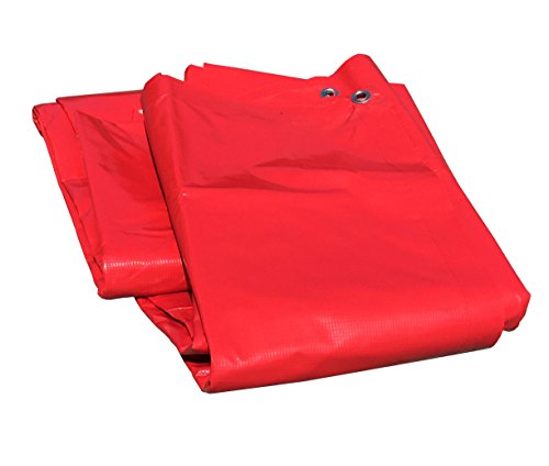 6-Foot by 8-Foot Multi-Purpose 100% Waterproof Red Heavy Duty PVC Vinyl Tarp Cover 12 Mil Thickness for Inflatables, Tents, and Weather Protection