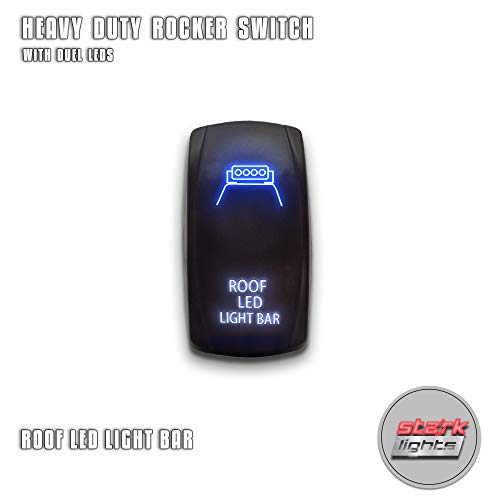 ROOF LED LIGHT BAR – Blue/White – STARK 5-PIN Laser Etched LED Rocker Switch Dual Light – 20A 12V ON/OFF