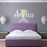 Custom Name Mermaid Nursery Wall Decal - Girls Personalized Name Mermaid Wall Sticker - Custom Name Sign - Custom Name Stencil Monogram - Girls Nursery Wall Decor