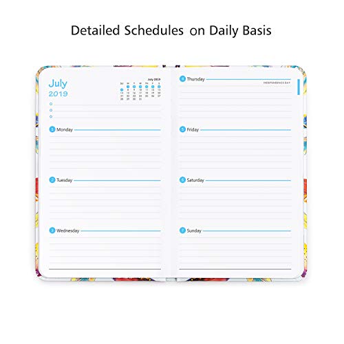 Cabbrix 2019-2020 Planner Academic Year Daily Weekly & Monthly Calendar Planner, Hardcover, Feather Pattern (5.5"x 8")