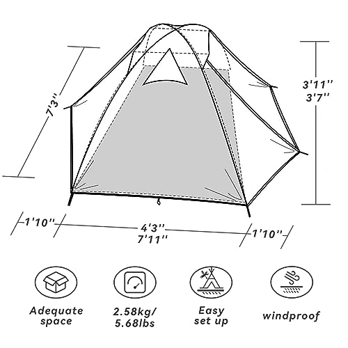 Forceatt Camping Tent2 Person Tent, Waterproof & Windproof. Lightweight Backpacking Tent, Easy