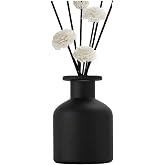 Glass Diffuser Bottles Empty Refillable Glass Container Jar 150ml / 5oz Fragrance Accessories DIY Replacement Diffuser Sticks Sets for Essential Oils Reed Sticks Crafts Spa Home Decoration (Black)