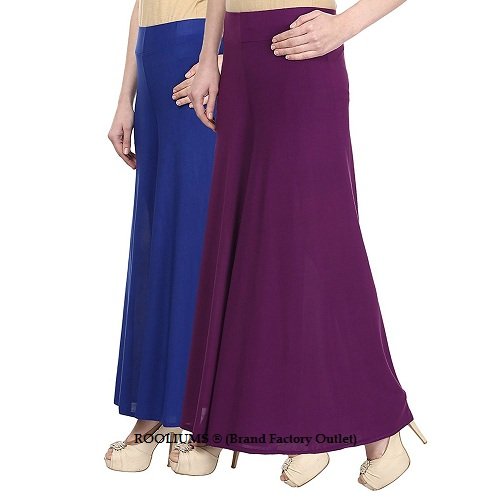 rooliums women's trendy and stylish palazzo pack of 2 (blue, purple) free size