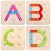 Go On 123 Wooden Activity Letter and Number Sorter Montessori Toys Educational Preschool Shape Color Recognition Geometric Board Block Stack Sort Puzzle Toys for Kids Baby Toddler Boy Girl