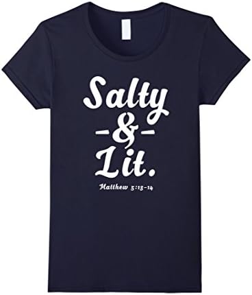 Womens Salty &amp; Lit Christian T-Shirt Medium Navy