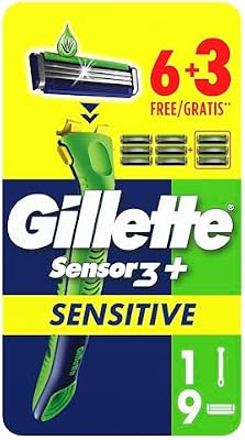 Sensor 3+ Sensitive Maquinilla de Afeitar Hombre con 9 Recambios
