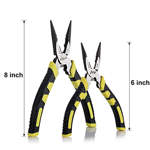8 inch Needle Nose Pliers with Wire Cutter Linesman Pliers for Crimping