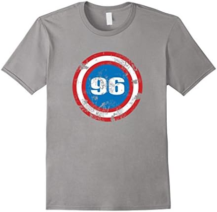 Mens 21st Birthday, Distressed Look, 96 Superhero Shield T-shirt 2XL Slate