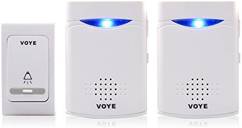 WOHOME® Wireless Doorbell Door Chime Kit with 1 Remote Push Button + 2 Battery Operated Receiver, 36 Melodies