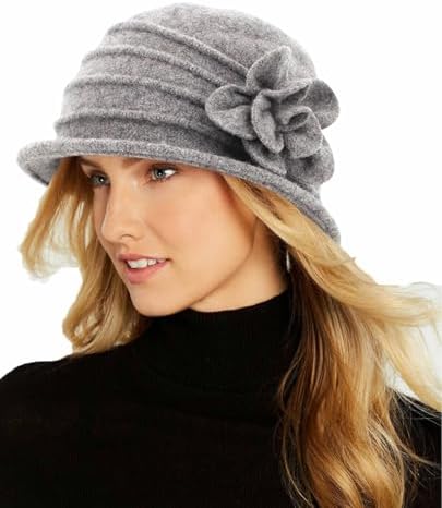 Amazon.com: Wool Felt Cloche Hat Winter Wide Brim Retro  display picture 1