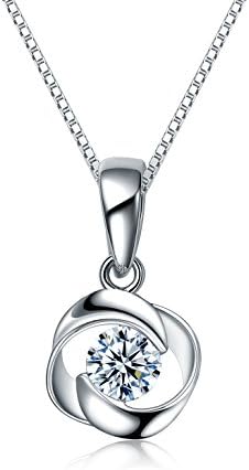 Rose Pendant Necklace Swarovski Zircon Jewelry for Women Girls Ideal Christmas Gifts Birthday Gifts for Daughter Granddaughter Girlfriend Mother Wife (Necklace)