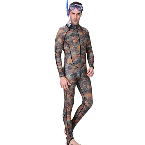Excursion Sports Men Camouflage Full Body Rash Guard, UPF50+ UV Protection One Piece Wetsuit, Zipper Skin Bathing Suit for Swimming/Scuba Diving/Snorkeling/Surfing