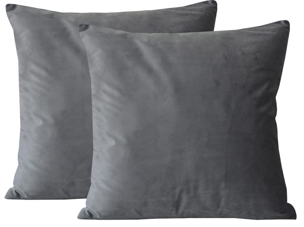 Lutanky Velvet Soft Throw Pillow Case Decorative Square Cushion Covers for Sofa Bedroom Living Room 20" X 20" （50 x 50 cm） Set of 2 Dimgray