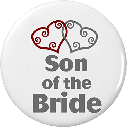 Son of the Bride Silver Heart 2.25â€ Large Button Pin Wedding Bridal Party
