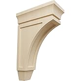 Ekena Millwork CORW04X08X12LURW Medium Lucan Wood Corbels, 4"W x 8"D x 12"H, Rubberwood