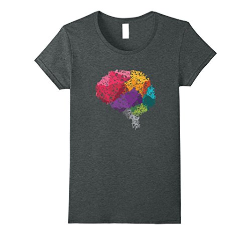 Womens Low Poly Brain Shirt Medium Dark Heather