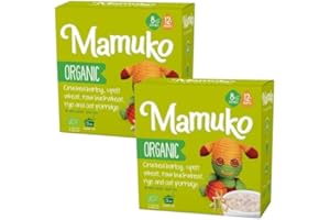 MAMUKO Organic Porridge - Healthy Porridge with Nutrient-Rich Blend of Oats, Raw Buckwheat, Barley, Spelt, & Rye - High Fiber Porridge without Sugar & Preservatives - 2Pack (8 Servings)
