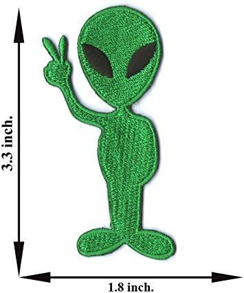 Green Alien Outerspace UFO Applique Iron-on Patch Embroidered Sew T-shirt