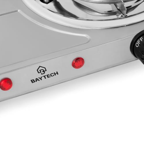 Fogareiro Elétrico 2 Bocas Espiral 127V/220V 2000W Portátil BAYTECH (Prata, 220V)