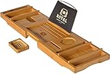 ROYAL CRAFT WOOD Luxury Bathtub Caddy Tray, Bonus FREE Soap Holder (Natural BAMBOO Color) (Kitchen)