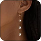 Relveo Gold Silver Pearl Dangle Earrings Prom Bridal Wedding White Pearl Drop Earrings for Women Elegant Jewelry