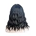 VRZ Short Bob Curly Wig Synthetic Wavy Shoulder Length Black Wig with Bangs Natural Looking Heat Resistant Fiber Hair Wigs for Women