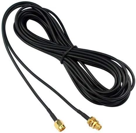 HUACAM 5M Black RP-SMA Male (Pin in Center, Inside Thread) to Female (Hole in Center,Outside Thread) WiFi Antenna Connector Extension Cable