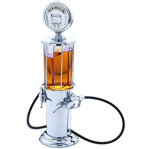 Wyndham House Bar Butler Antique Gas Pump Beverage Dispenser with 2 16 Ounce Containers, Silver - Thumbnail 3