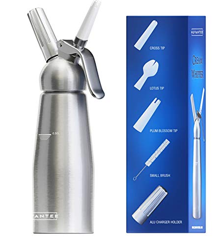 Nuvantee Cream Whipper (1-Pint) - Professional Aluminum Whipped Cream Dispenser With 3 Decorating Nozzles - Uses Standard N20 Cartridges (not included) - Thumbnail 5