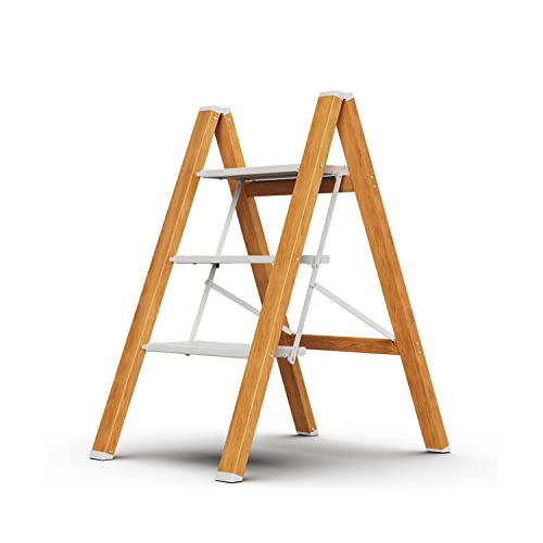 GameGem 3 Step Ladder, Aluminum Folding Step Stool with AntiSlip