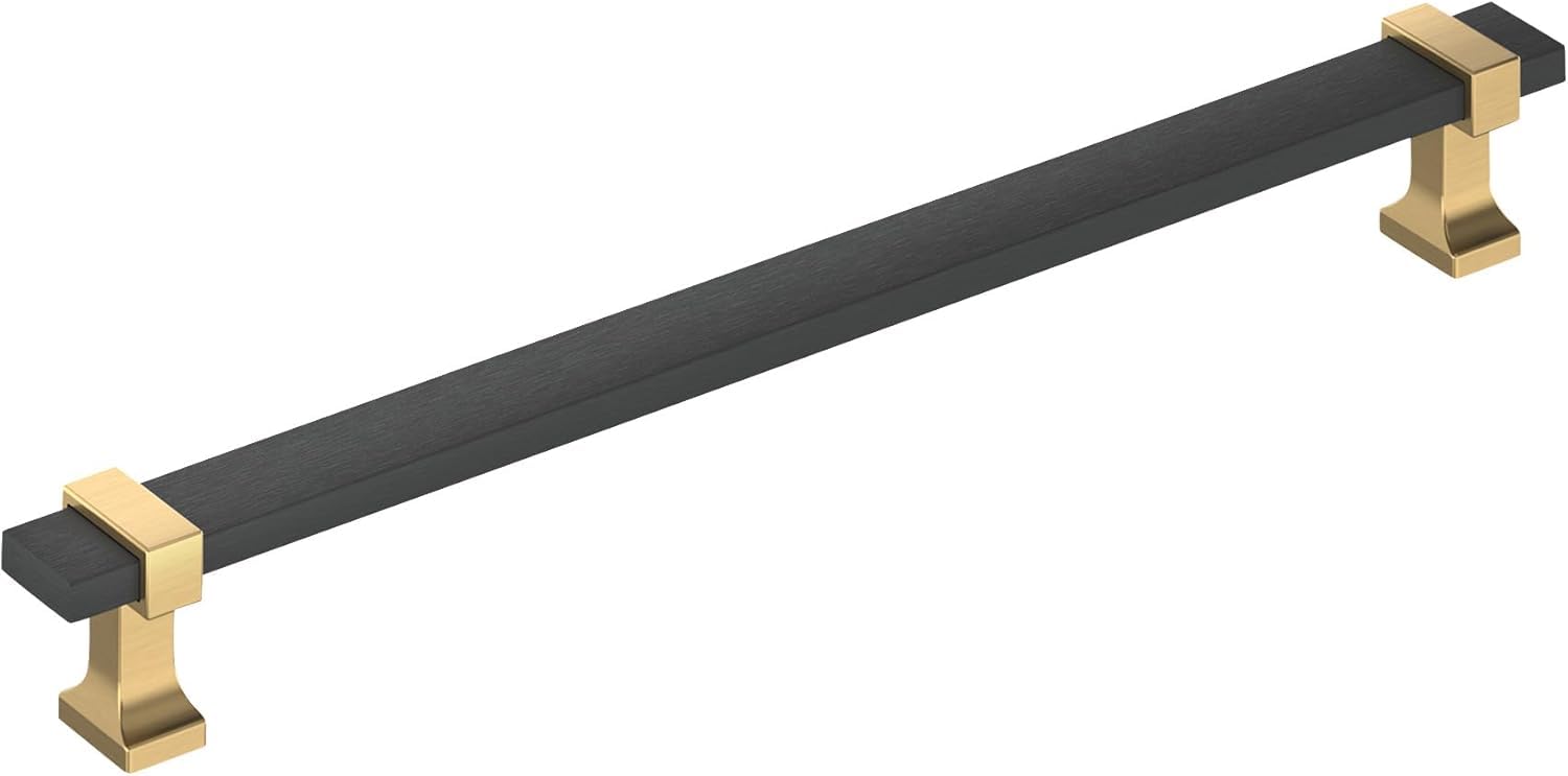 Amerock Overton 8-13/16 inch (224mm) Center-to-Center Brushed Matte Black/Champagne Bronze Cabinet Pull, BP36684BMBCZ