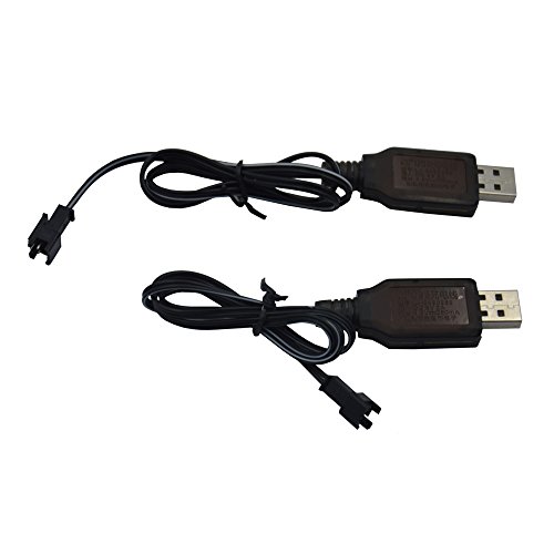 Blomiky 2 Pack 4.8V 250mA USB Charger Power Adapter Cable for 4.8V 700mAh Ni-cd Battery 1:18 4WD Off Road Car Vehicle SM 2P USB 4.8V 2