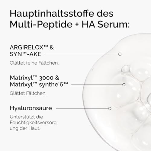 Multi-Peptide + HA Serum, Multi-Peptid- und Hyaluronsäure-Serum, Anti-Aging-Formel für Krähenfüße, Elastizität und Festigkeit, 30ml