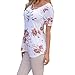 Womens Casual Floral Print T Shirts Summer V Neck Short Sleeve Criss Cross Tunic Tops Blouses