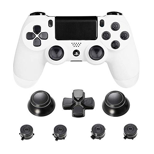 7 PCS Aluminum Replacement Kit for PS4 Controller,ABXY Bullet Buttons,Thumb Grips Thumbsticks