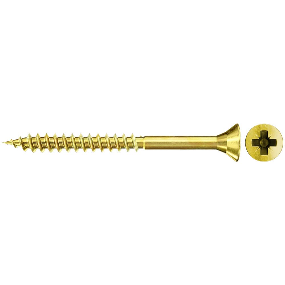 fischer Chipboard Screw 6.0 x 40 Countersunk Head Yellow-Galvanised Partial Thread Phillips PZ — image 1