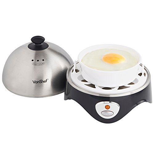 VonShef 7 Egg Electric Cooker Stainless Steel with Poacher & Steamer