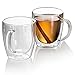 Set Of 2 Mugs, Strong Double Walled Insulated drinking glasses with handle, 10 oz Glass Coffee Cups Dishwasher. Microwave, freezer with NO RISK. Jecobi.