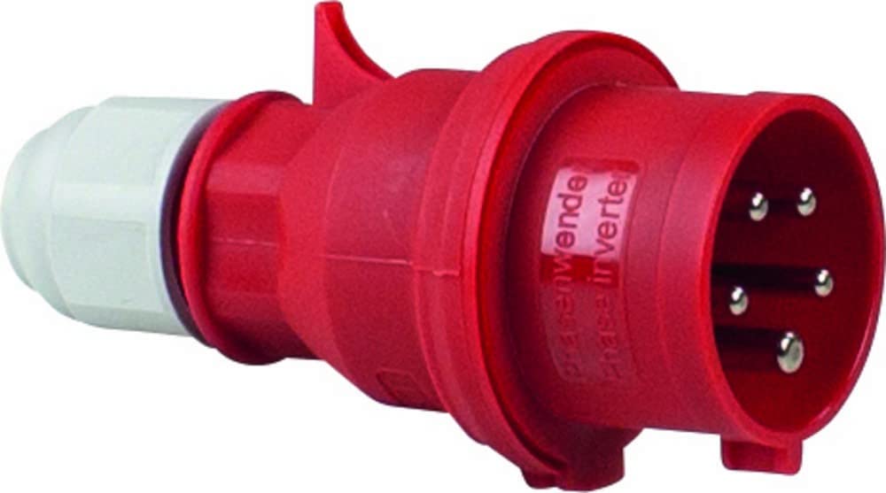 AS – Schwabe Mennekes CEE Phase Inverter 32 Amp Plug with Screw Connection, 400 V, Red, 61461