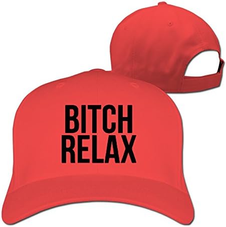 Bitch Relax Peaked Hat Flexfit Hat One Size Red