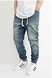 MEN'S VINTAGE DROP CROTCH DENIM JOGGER PANTS (M)
