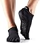toesox Women's Low Rise Full Toe Grip Non-Slip for Ballet, Yoga, Pilates, Barre Toe Socks, Small, Black
