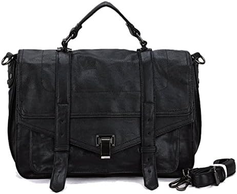 Mayshe Women's Vintage Large Simple Messenger Traveling Briefcase Shoulder Laptop Bag Black