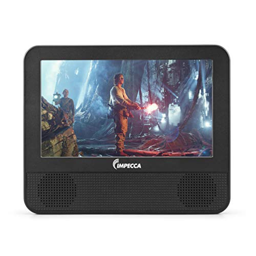 IMPECCA DVD Player, Portable Dual Screen DVD 7" Player for Car Headrest or Home with USB, SD Card Reader, Rechargeable Battery, Memory Function, Two Screens Play One Movie
