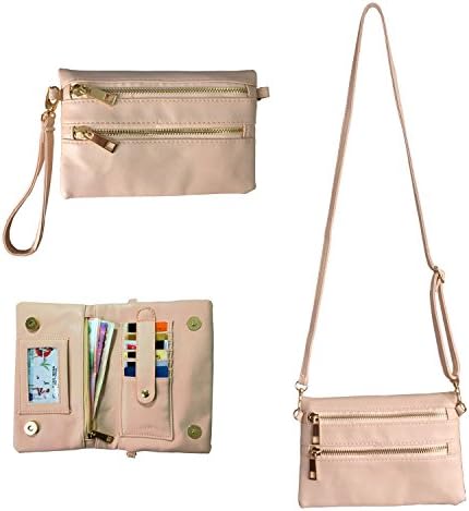 Crossbody Wallet Wristlet FanCarry PU Leather Women’s Clutch Purse Card Organizer with Front Zipper Pockets