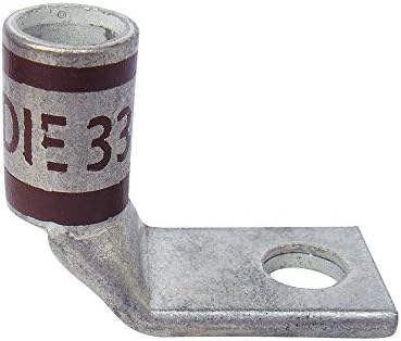 Huya Compression Connector, One Hole Lug90degree Long Barrel, 2 AWG Wire, 1/4" Bolt Size (Price For: Pack of 500)