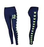 Seattle 12th Man Fan Leggings Navy Lime Feathers (L/XL (waist 30