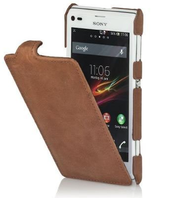 StilGut Leather Case for Sony Xperia L Cognac vintage