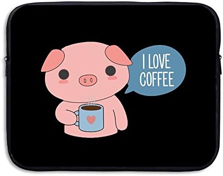 Yvun Cute Pig Drinking Coffee Briefcase Handbag Case Cover For 13-15 Inch Laptop, Notebook, MacBook Air/Pro